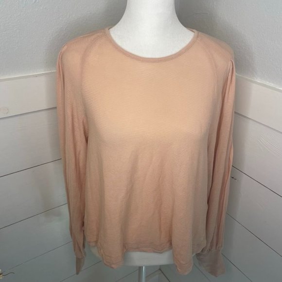 Free People Billie Knitted Ribbed Blouson Sleeve Women's Size S - Picture 6 of 7